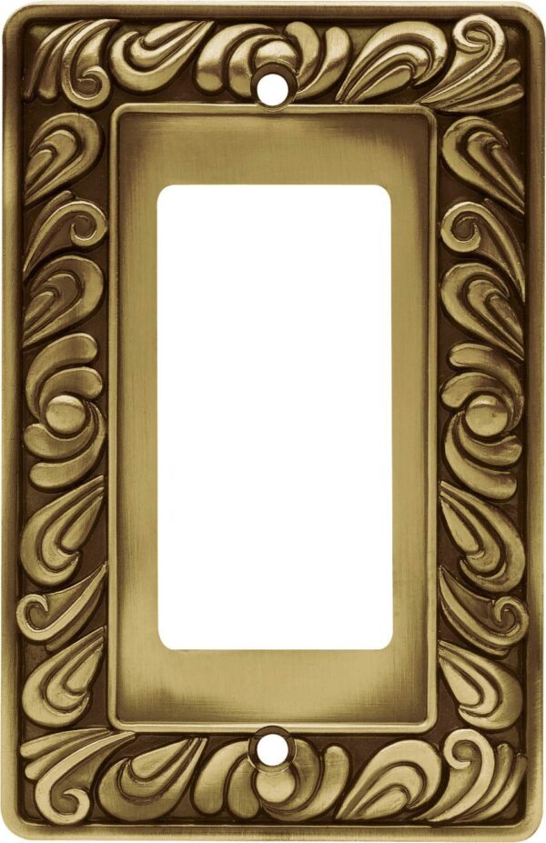 Franklin Brass Paisley Wall Plate, Tumbled Antique Brass Single Decorator Switch Cover, 1-