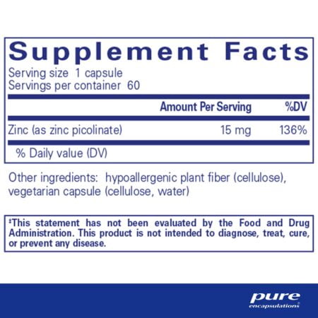 Pure Encapsulations Zinc 15 mg - Zinc Picolinate Supplement for Immune System Support, Gro - Image 2
