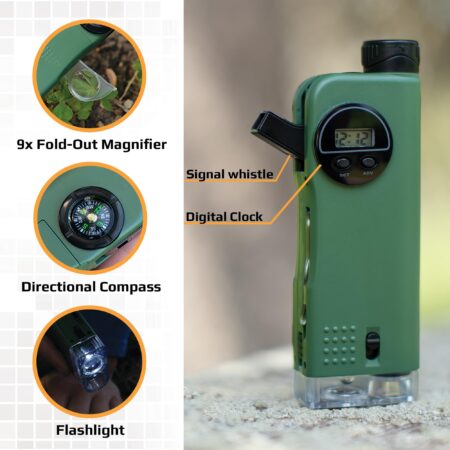 Carson X-Scope Kids 7 Function Multi Purpose Optical Pocket Tool with 30x Microscope, 8x T - Image 2