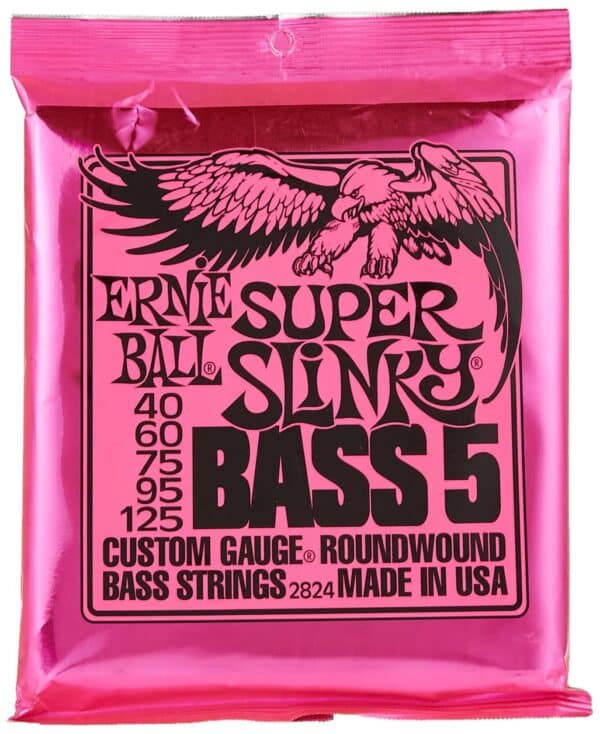 Ernie Ball 5-String Super Slinky Nickel Wound Bass Guitar Strings, 40-125 Gauge (P02824)