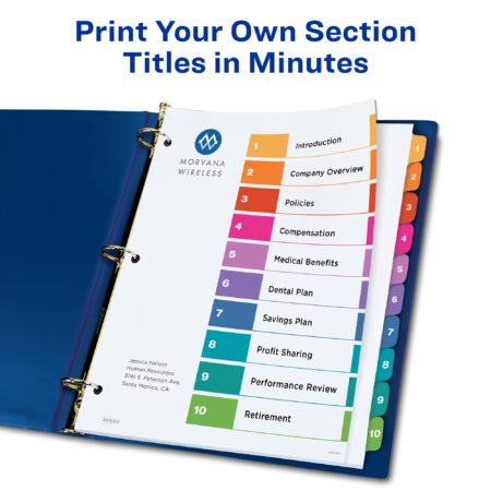 Avery Extra-Wide Ready Index Dividers for 3 Ring Binders, 10 Tab Set, Printable Table of C - Image 4