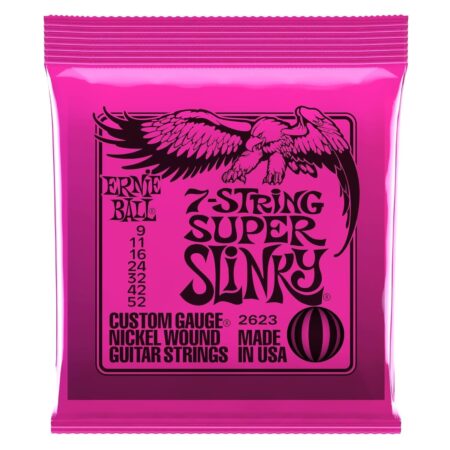 Ernie Ball 7-String Super Slinky Nickel Wound Electric Guitar Strings, 9-52 Gauge (P02623)