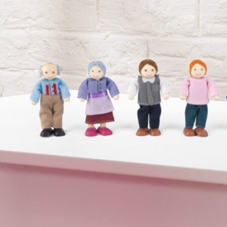 KidKraft 5" Wooden Poseable Doll Family of 7 - Caucasian, Gift for Ages 3+ - Image 4