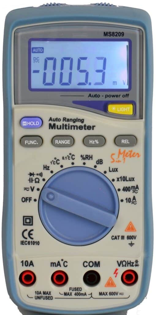 Mastech 5-in-1 multimeter Lux, Sound Level, Humidity,Temperature,True RMS MS8209