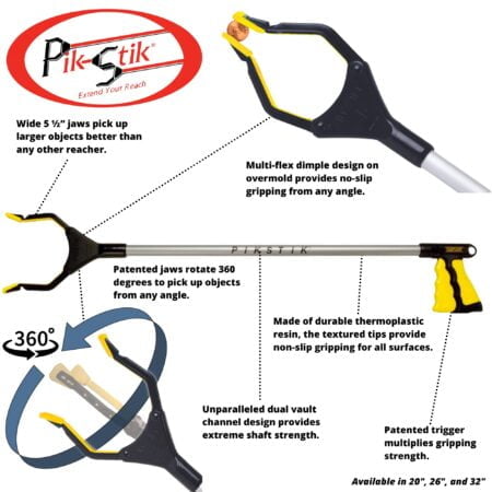 PikStik Pro P-321, Aluminum Reacher, Wide 5.5? Jaw, 360? Rotating Jaw, Durable and Rust-Pr - Image 5