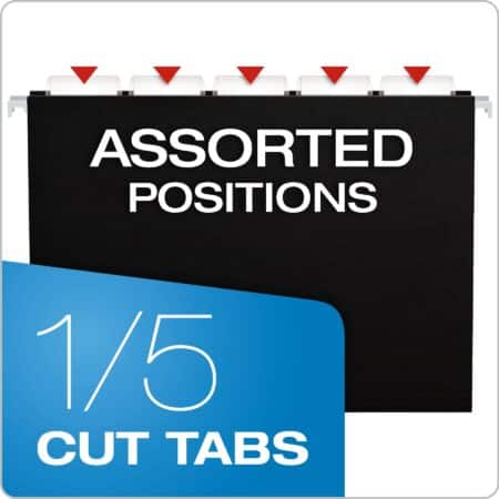 Pendaflex Recycled Hanging Folders, Letter Size, Black, 1/5 Cut, 25/BX (81605) - Image 4