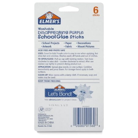 Elmer's Disappearing Purple School Glue, Washable, 6 Pack, 0.21-ounce sticks - Image 7