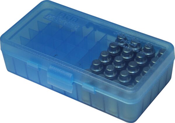 MTM 40/45/10MM Cal 50 Round Flip-Top Ammo Box, Blue - Image 4