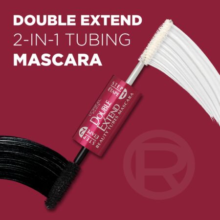 L'Oreal Paris Makeup Double Extend Tubing Mascara, Lengthening 2 Step Mascara, Smudgeproof - Image 2