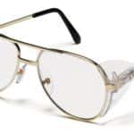 Pyramex Pathfinder Aviator Safety Glasses with Gold Frame and Clear Lens