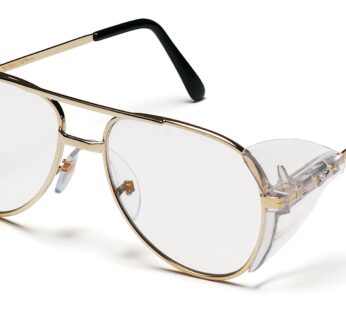 Pyramex Pathfinder Aviator Safety Glasses with Gold Frame and Clear Lens