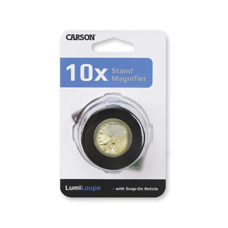 Carson LumiLoupe 10x Power Pre-Focused Stand Magnifier With Dual Lens and Snap-On Reticle - Image 5