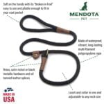 Mendota Products Pet Slip Lead, 1/2" X 6', Black, Dogs, Model:02803 - Image 2