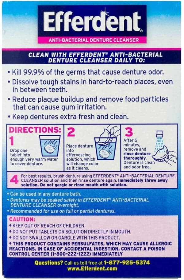 Efferdent Anti-Bacterial Denture Cleanser-126 Count - Image 2