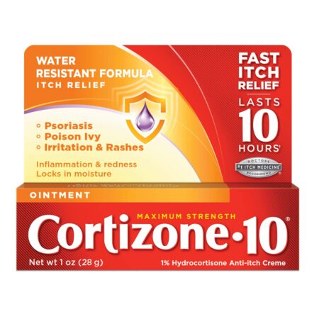 Cortizone 10 Maximum Strength Ointment 1 oz., 1% Hydrocortisone Ointment for Itch Relief -
