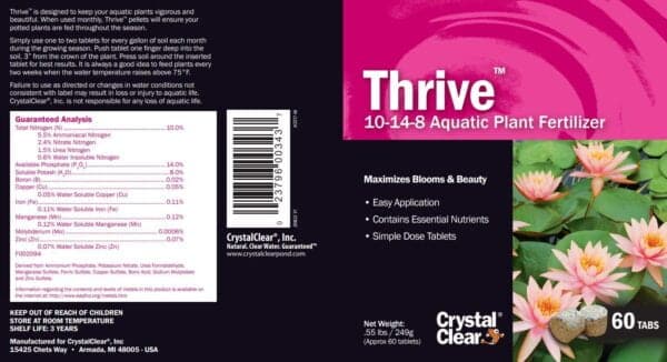 CrystalClear Thrive - 10-14-8 Aquatic Plant Fertilizer - 60 Tablets - Image 3