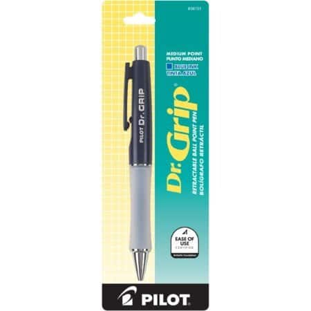 PILOT Dr. Grip Refillable & Retractable Ballpoint Pen, Medium Point, Navy Barrel, Blue Ink - Image 2