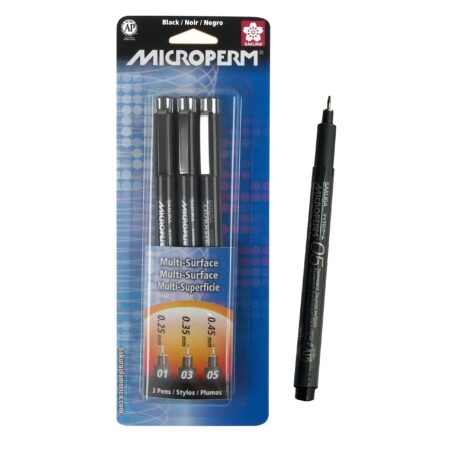 SAKURA Microperm Ultra Fine Point Pens - Permanent Marker Pen - Assorted Point Sizes - Bla