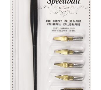 Speedball Calligraphy Pen Set – 1 Penholder w/ 4 Nibs, 2 Pen Tips