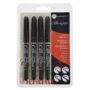 Manuscript Pen MM6409 Italic Marker, Assorted, Black, 4-Pack