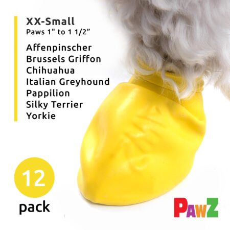 Pawz Yellow Water-Proof Dog Boot, XX-Small, Up to 1-1/2-Inch - Image 2