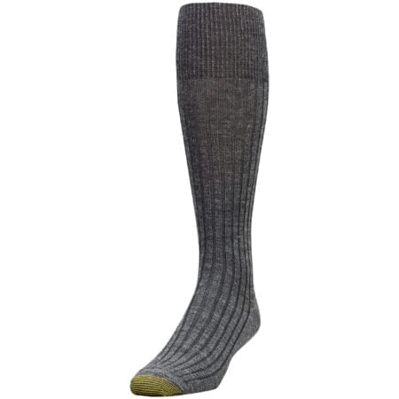 GOLDTOE Men's Windsor Wool Over-The-Calf Dress Socks, 3-Pairs, Charcoal, Large - Image 2