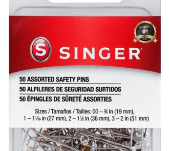 Singer 00225 Assorted Steel and Brass Safety Pins, Multisize, 50-Count