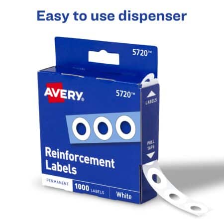Avery Hole Reinforcements, White, 1000/Pack, PK - AVE05720 - Image 3