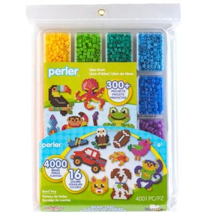 Perler 17605 Assorted Fuse Beads Kit with Storage Tray and Pattern Book for Arts and Craft