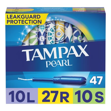 Tampax Pearl Tampons Multipack, Light/Regular/Super Absorbency, With Leakguard Braid, Unsc