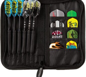 Casemaster Deluxe Nylon Dart Case for Steel and Soft Tip Darts, Holds 6 Darts and Features