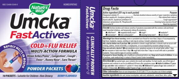Nature's Way Umcka FastActives Cold+Flu Powder Packets, Fever??, Sore Throat, Cough, and C - Image 2