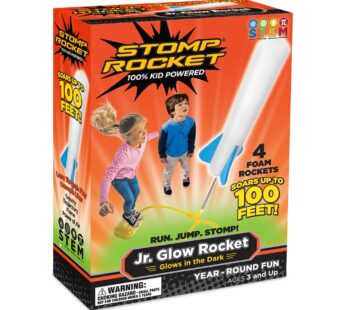 Stomp Rocket Jr Glow Rocket Launcher for Kids – 4 Glow-in-The-Dark Rockets – Outdoor Fun T