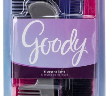 Goody – Hair Products Family Set of 6 Combs – Assorted Colors – 1 Pack