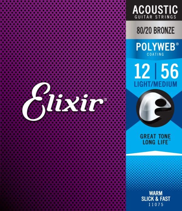 Elixir Strings, Acoustic Guitar Strings, 80/20 Bronze with POLYWEB Coating, Longest-Lastin