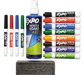 EXPO 80054 Low-Odor Dry Erase Marker Eraser & Cleaner Chisel/Fine 12/Set