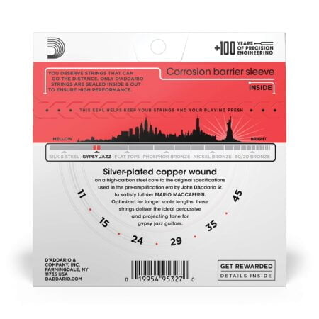 D'Addario Gypsy Jazz Acoustic Guitar Strings - EJ83M - Ball End - Medium, 11-45 - Image 3
