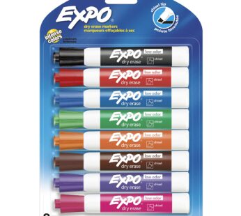 EXPO 80678 Low-Odor Dry Erase Markers, Chisel Tip, Assorted Colors, 8-Count