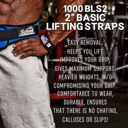 Schiek Sports Model 1000-BLS2 Extra-Wide 20" Basic Lifting Straps - Black - Image 6