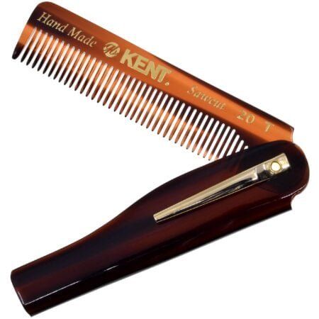 Kent 20T Handmade Folding Pocket Comb for Men, Fine Tooth Hair Comb Straightener for Every