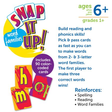 Learning Resources Snap It Up! Phonics & Reading Card Game, Homeschool,Reading Game, 90 Ca - Image 5