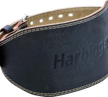 Harbinger Padded Leather Contoured Gym Weightlifting Belt with Suede Lining and Steel Roll