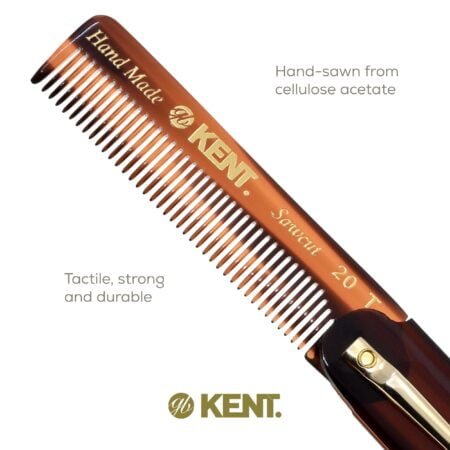 Kent 20T Handmade Folding Pocket Comb for Men, Fine Tooth Hair Comb Straightener for Every - Image 5