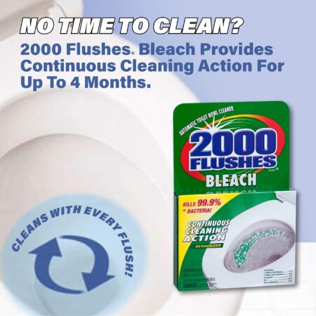 2000 Flushes Blue Plus Bleach Automatic Toilet Bowl Cleaner, 1.25 OZ - Image 2