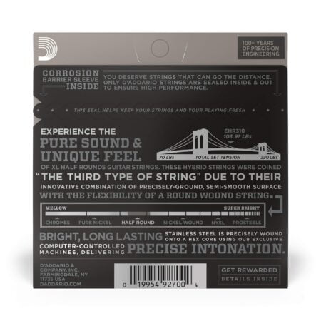 D'Addario Guitar Strings - XL Half Rounds Electric Guitar Strings - Semi-Flat Wound - Brig - Image 3