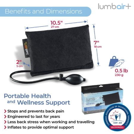 Innotech LumbAIRPlus Portable Backrest Inflatable Lumbar Support Cushion with Adjustable I - Image 2