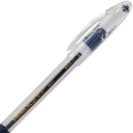 Pentel BK91C R.S.V.P. Stick Ballpoint Pen, 1mm, Trans Barrel, Blue Ink (Pack of 12) - Image 4