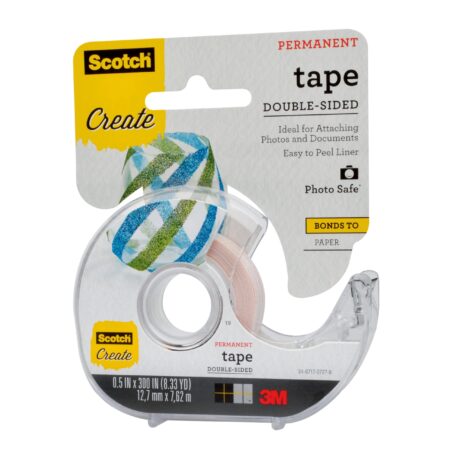 Scotch Create Double-Sided Permanent Tape, 1 Dispenser, 1/2 in x 300 in, Clear, Strong Dou - Image 2