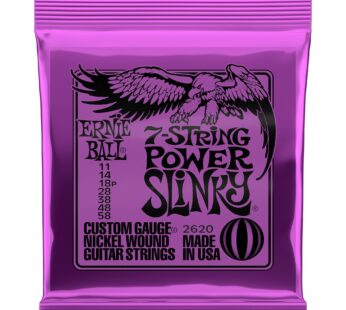 Ernie Ball 7-String Power Slinky Nickel Wound Electric Guitar Strings, 11-58 Gauge (P02620