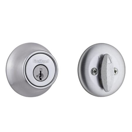 Kwikset 660 Deadbolt Deadbolt Lock, Satin Chrome Round Exterior Keyed Front Entry Door, Pi - Image 3